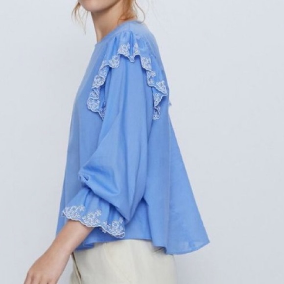 NWT Zara cotton embroidered eyelet blouse - Picture 4 of 13